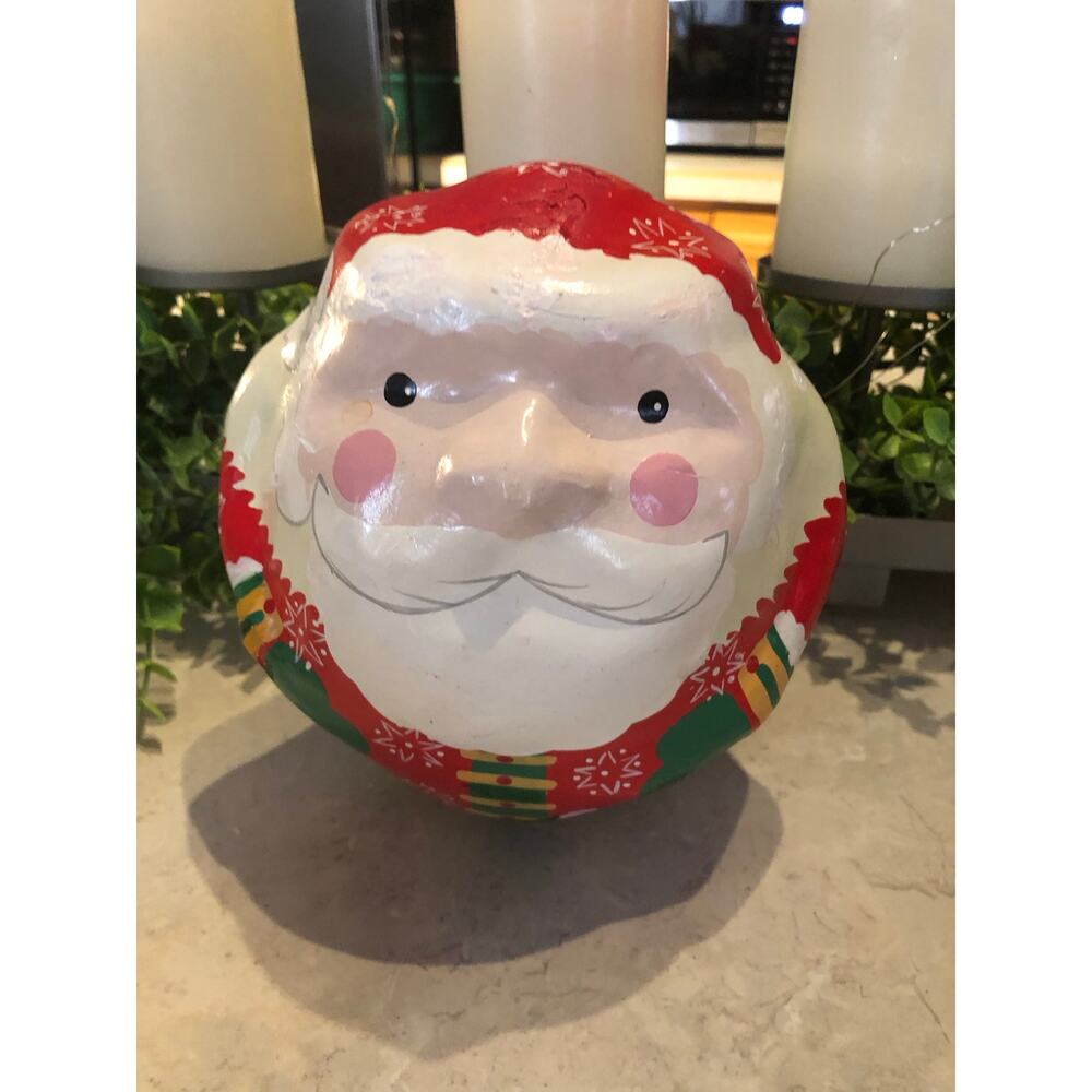 Vintage Roly Poly Round Santa paper-mâché, weighted down 7x16